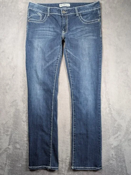 Liuces Jeans Womens Size 16 Slim Fit Laced Rhinestones Low Rise Western Cowgirl - Picture 1 of 10